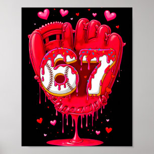 Poster Sorvete de Gotejamento de Beisebol Dia dos Namorad