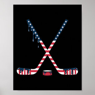 Poster Sorvete de Hockey Gotejamento Bandeira Americana H
