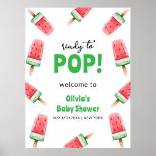 Poster Sorvete de Melancia Popcicle Chá de fraldas Bem-vi