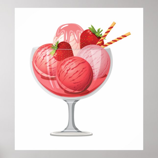 Poster Sorvete de morango (Frente)