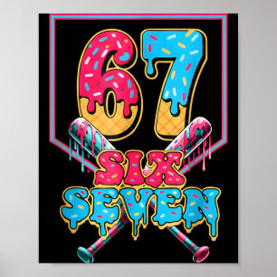 Poster Sorvete Divertido 67 Gotejamento de Beisebol Seis