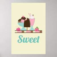 Sorvete doce Sundae & Strawberry Float