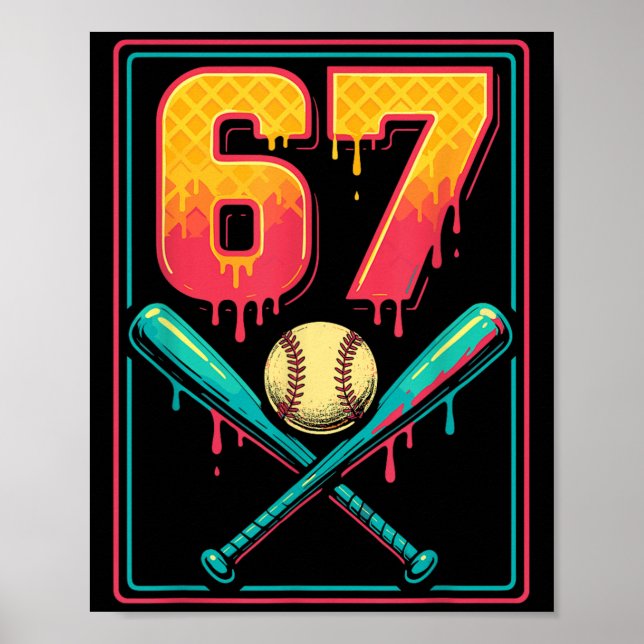 Poster Sorvete Drip Beisebol Coisa 67 Meme Gen Alpha &a (Frente)