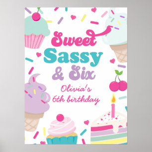 Poster Sorvete e Bolo Doce Atitude Seis 6º Aniversário