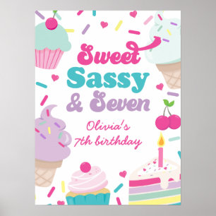 Poster Sorvete e Bolo Doce Sassy Sete 7º Aniversário