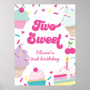 Poster Sorvete e Bolo Dois Doçura 2ºAniversário