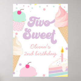 Poster Sorvete e Bolo Dois segundos aniversários Doce
