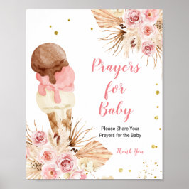 Poster Sorvete Floral Boho Preces para Bebê