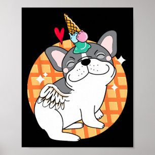 Poster Sorvete francês Bulldog Frenchie Birthday
