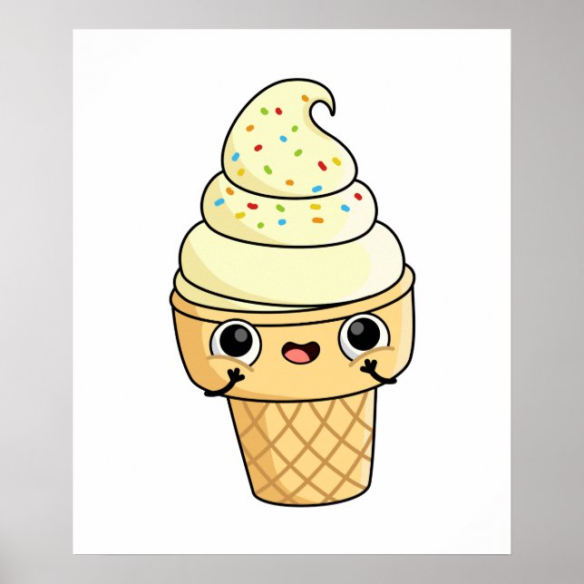 Poster Sorvete Kawaii Cute Cone (Frente)