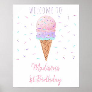 Poster Sorvete moderno Sprinkles Aniversário Bem-vindo