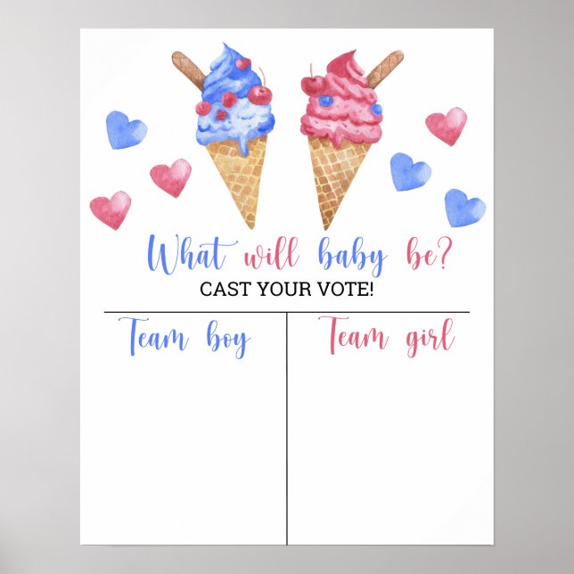 Poster Sorvete Sexo revela gráfico Menino ou Rapariga (Frente)