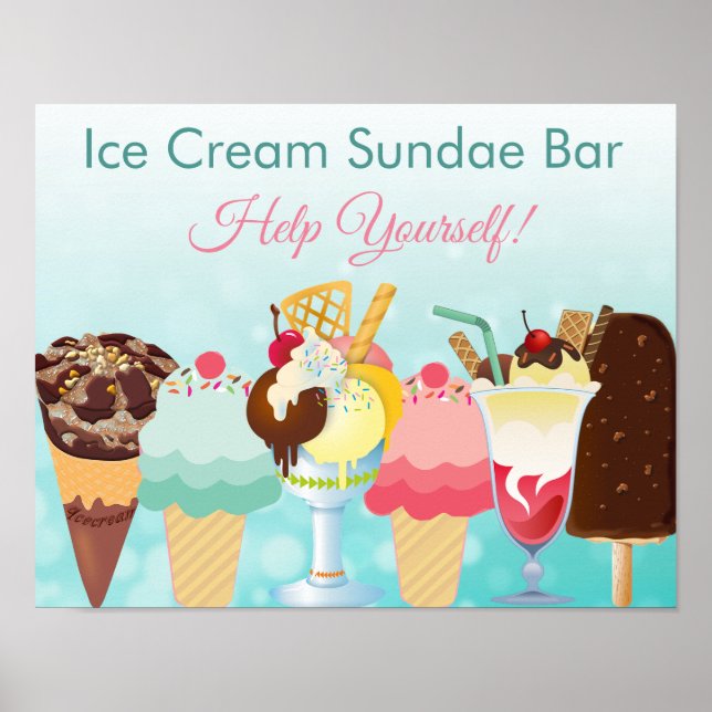 Poster Sorvete Sundae Bar (Frente)