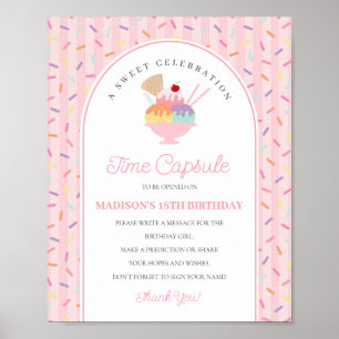 Poster Sorvete Sundae Sweet One Birthday Time Capule