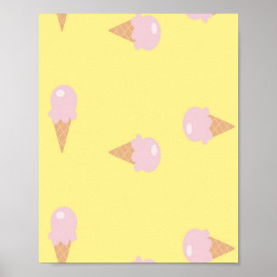 Poster Sorvetes cor-de-rosa em amarelo