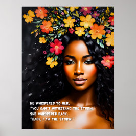 Poster Sou a Tempestade Floral Black Woman Watercolor Art