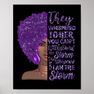 Poster Sou a tempestade Forte Mulher Negra Roxa Sobredosa