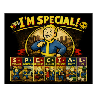 Póster Sou Especial | Stats Mousepad Inspirado em Fallout