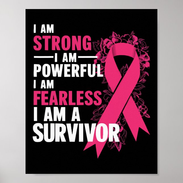Poster Sou Forte E Poderoso Awarenes De Cancer Da Mama Se (Frente)