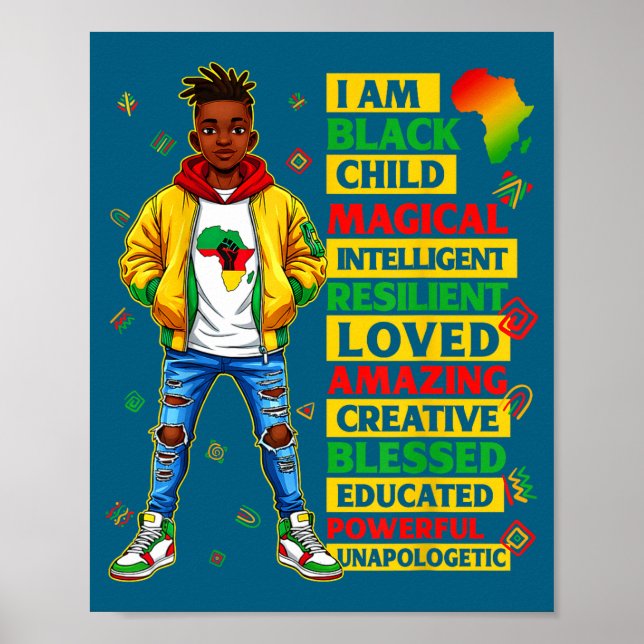 Poster Sou negro mês da história infantil meninos afro-am (Frente)