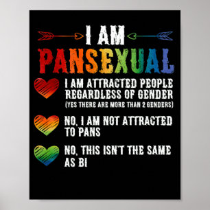 Poster Sou Pansexual LGBTQIA Orgulho Arco-Íris Corações
