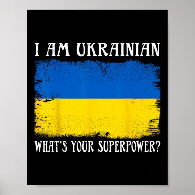 Poster Sou Ucraniano Qual É Seu Superpoder Bandeira Ucran (Frente)