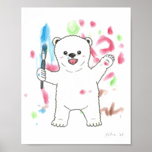 Poster "Sou um artista!" pôster de berçário de urso polar