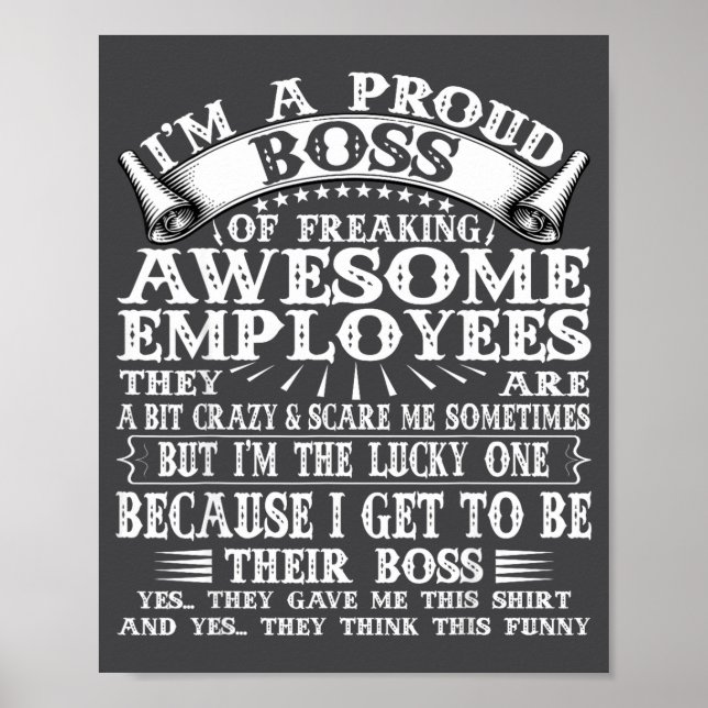 Poster Sou Um Chefe Orgulhoso De Funcionários Incrivelmen (Frente)