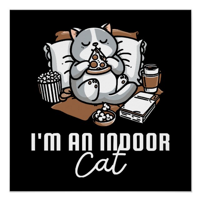 Póster Sou um gato indoor - gato introvertido (Frente)