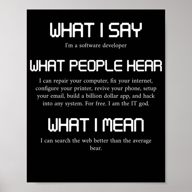 Poster Sou um programador de software engraçado (Frente)