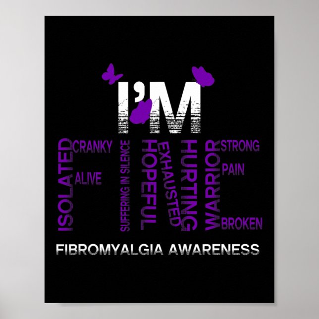 Poster Sou uma fina Fibromialgia Guerreira Fibro-Consciên (Frente)