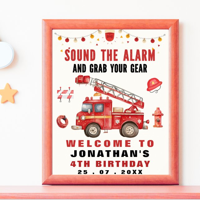 Poster Sound the Alarm! Firefighter Birthday Boy  (Criador carregado)