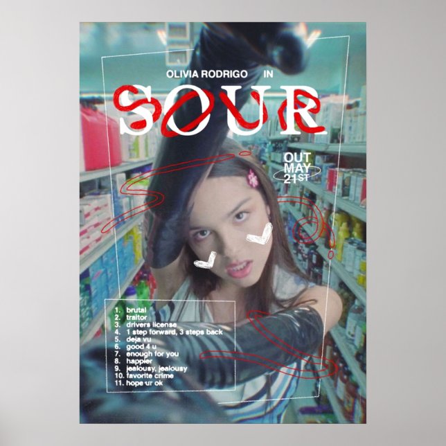 Poster SOUR de Olivia Rodrigo Music ft que permite a habi (Frente)