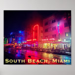 Poster South Beach, Miami, Florida Art Deco<br><div class="desc">Edifícios do estilo Art deco na Ocean Drive,  South Beach,  Miami,  FL.</div>