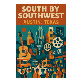 Póster South by Southwest (SXSW) festival in Austin