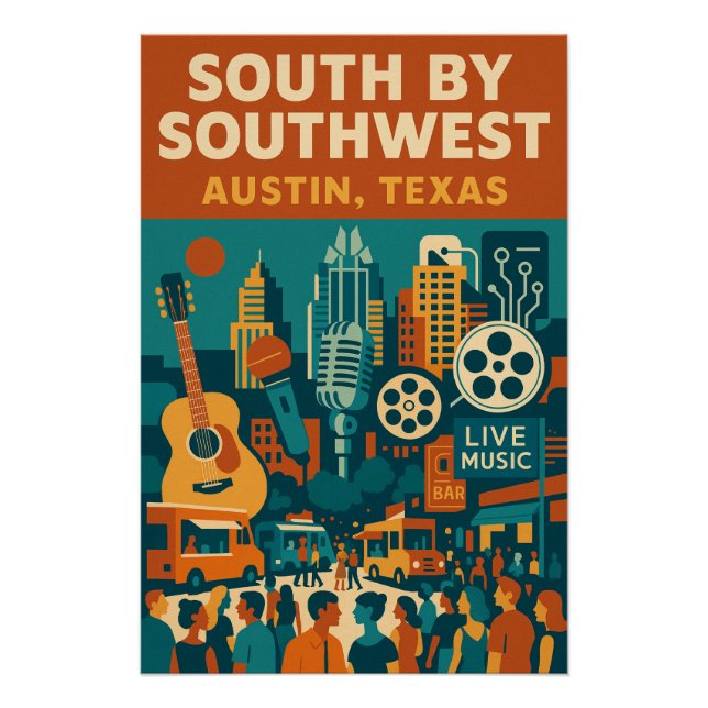 Póster South by Southwest (SXSW) festival in Austin (Frente)