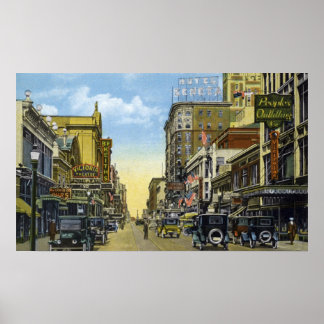 Poster South Clinton Ave. à Rua principal. 1924