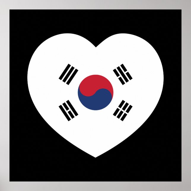 Poster South Korea Flag Heart (Frente)