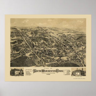 Póster South Manchester, CT Panorâmica - 1880
