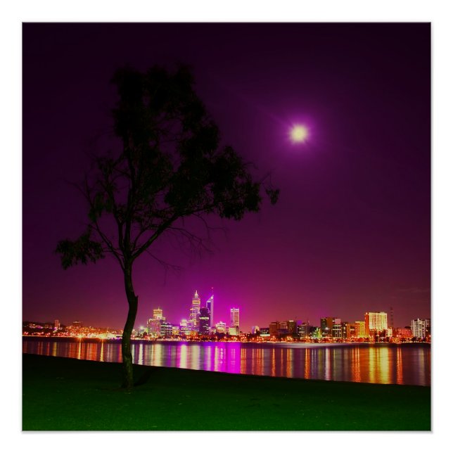 Póster South Perth Foreshore Perth City Lights Skyline (Frente)