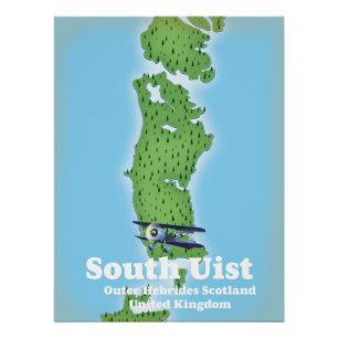Póster South Uist Hébrides Externes Escócia mapa Tela Pri