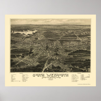 Póster South Weymouth, Mapa Panorâmico das MÃES - 1885