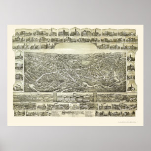 Poster Southbridge, mapa panorâmico das MÃES - 1892