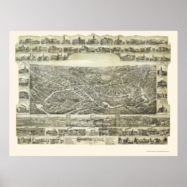 Poster Southbridge, Mapa Panorâmico do MÃE - 1892 (Frente)