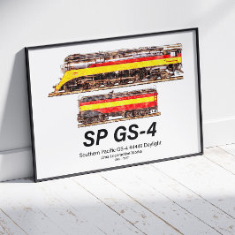 Poster Southern Pacific GS-4 Daylight Steam Locomotive