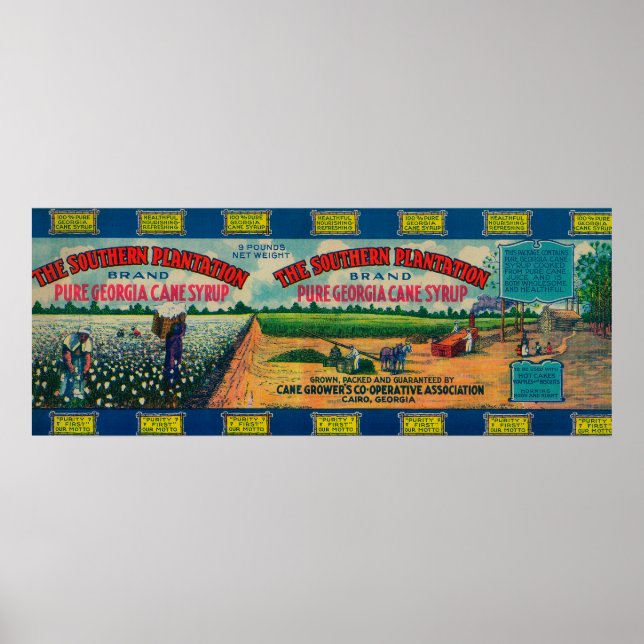 Póster Southern Plantation Syrup LabelCairo, GA (Frente)