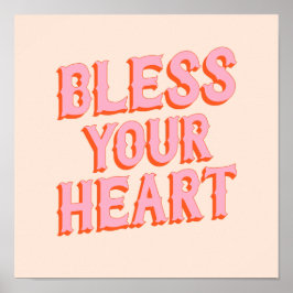 Poster Southern Snark: Abençoe seu coração (rosa e laranj