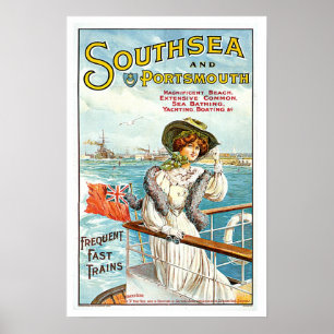 Póster Southsea & arte BRITÂNICA do viagem do vintage
