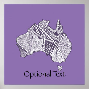 Póster Souvenir do Mapa de Arte da Austrália