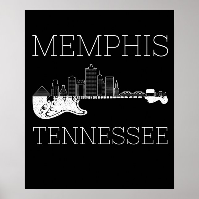 Poster Souvenir Memphis Guitar Music Tennessee Memphis (Frente)